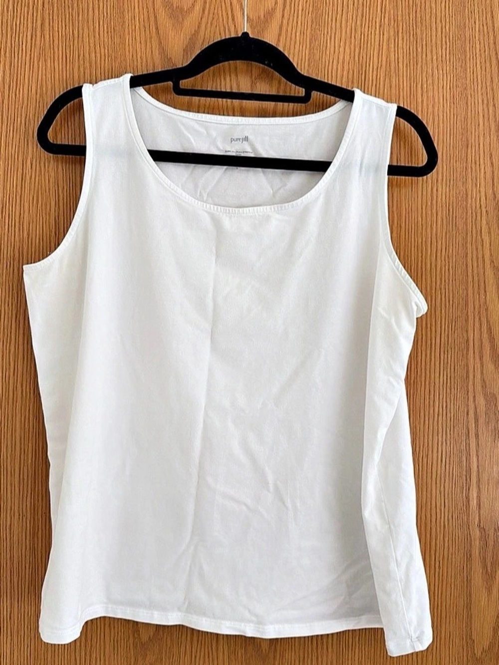 Pure Jill Pima-Stretch Tank White Pima Cotton Tank Size Large Like New
